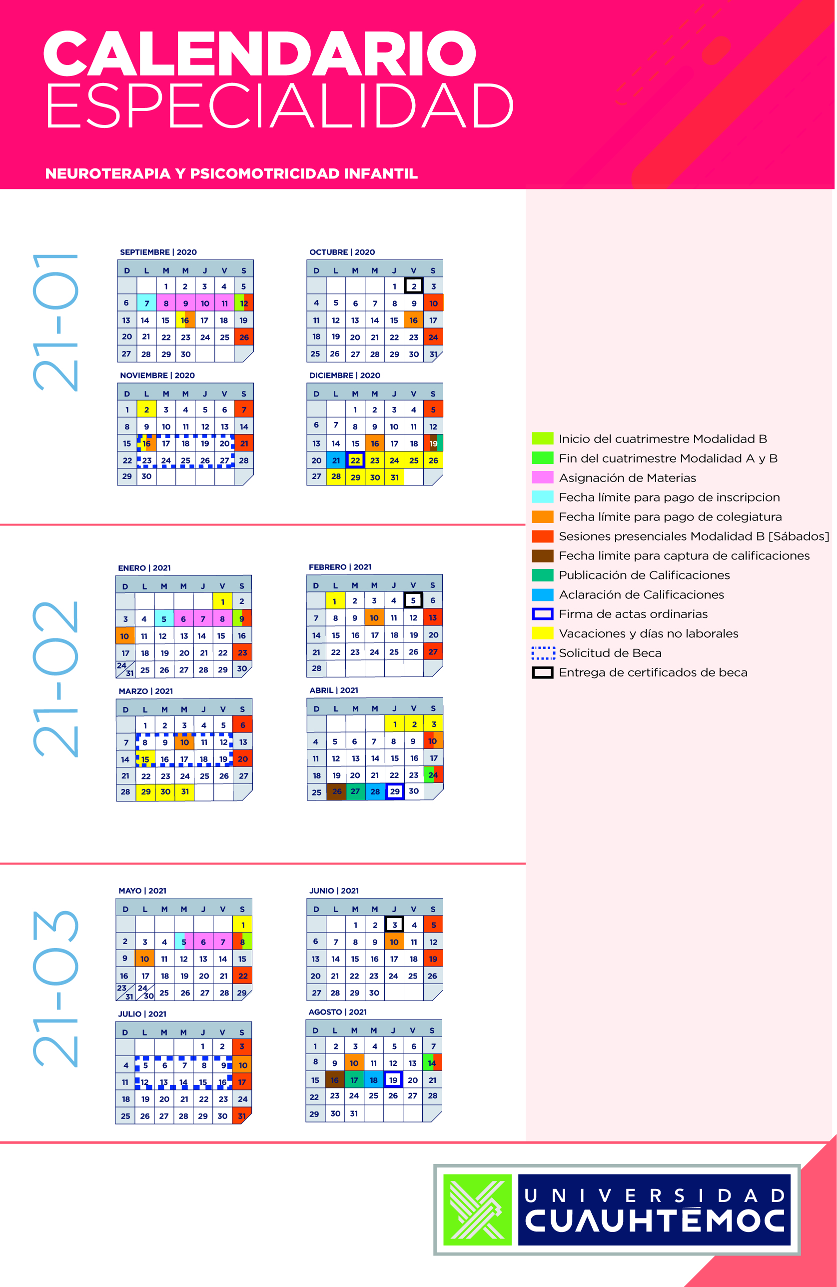 Calendario Especialidades