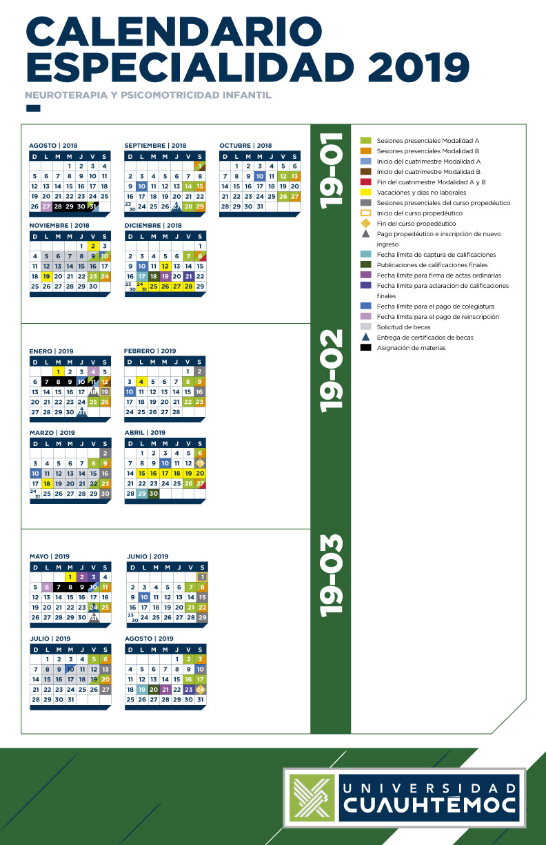 Calendario Especialidades