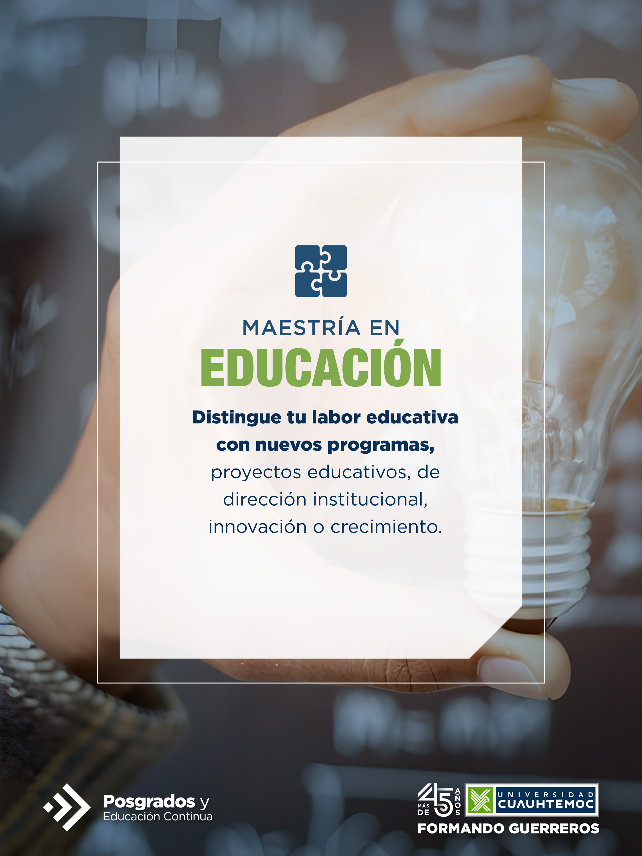 El objetivo de la Maestria en Educación de la Universidad Cuauhtémoc te animará a querer ser parte de este programa.